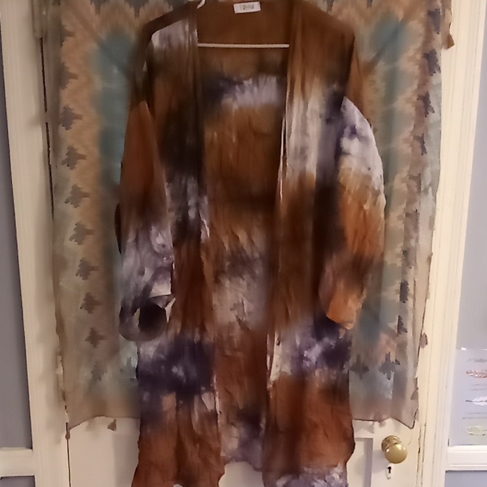 Tie-Dye Open Front Kimono Cardigan